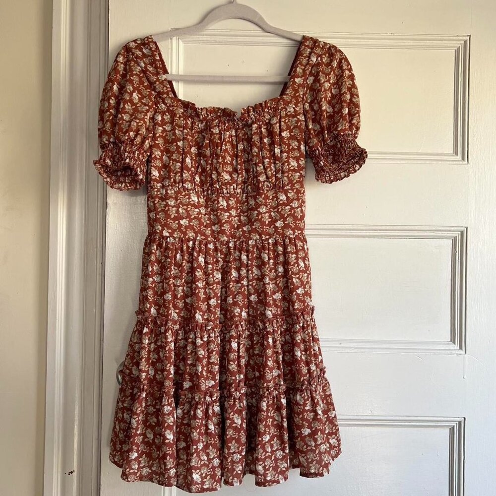 Trixxi Brown Floral Mini Dress size Small
